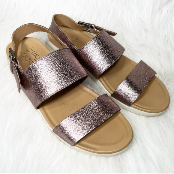 Naturalizer Shoes - Naturalizer Metallic Leather Rose Pink Flat Sandals